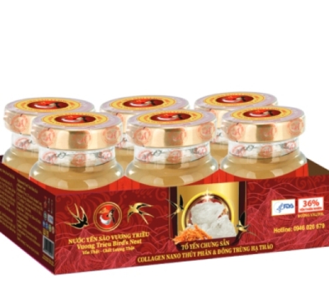 Yến Sào Chưng Sẵn Collagen Nano Thuỷ Phân & Đông Trùng Hạ Thảo Lốc 6 Lọ